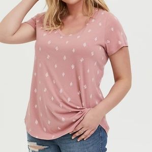 TORRID CLASSIC FIT V-NECK TEE - PINK CACTUS